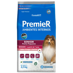 Ração Premier Ambientes Internos Para Cães Adultos Senior +7 Sabor Frango E Salmão 2,5kg