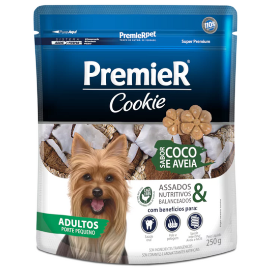 Biscoito Premier Cookie Sabor Coco E Aveia Para Cães Adultos De Raças Pequenas 250gr