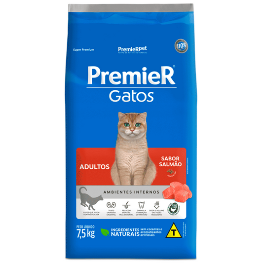 Ração Premier Ambientes Internos Gatos Adultos Salmão 7,5 Kg