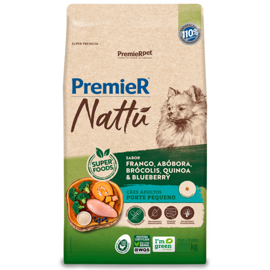 Ração Premier Nattú Para Cães Adultos De Raças Pequenas Sabor Abóbora 2,5kg