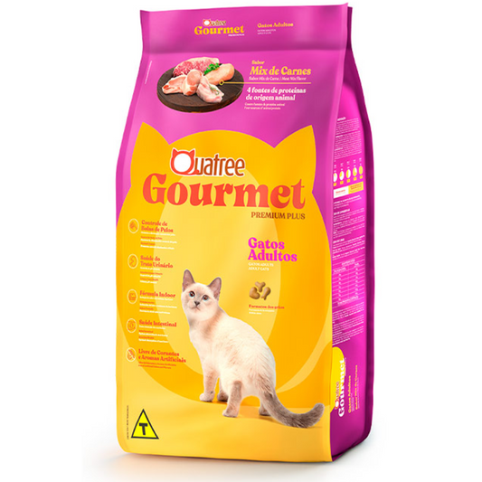 Ração Quatree Gourmet Mix De Carnes Para Gatos Adultos Sabor Peixe, Carne E Frango 20kg