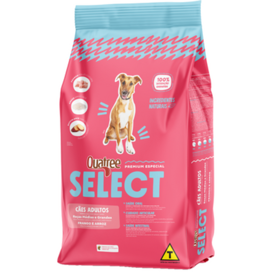 Ração Quatree Select Para Cães Adultos De Porte Médio E Grande Sabor Frango E Arroz 15kg