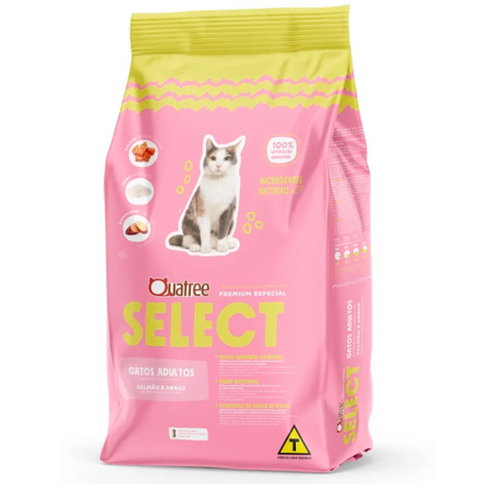 Ração Quatree Select Para Gatos Adultos Sabor Salmão E Arroz 10,1kg