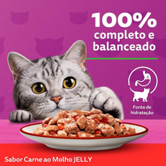 Ração Úmida Whiskas Sachê Sabor Carne Jelly Para Gatos Adultos 85gr