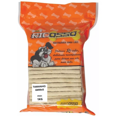 Osso Palito Branco Ricosso Para Cães Nº 6mm X 5 Natural 1kg