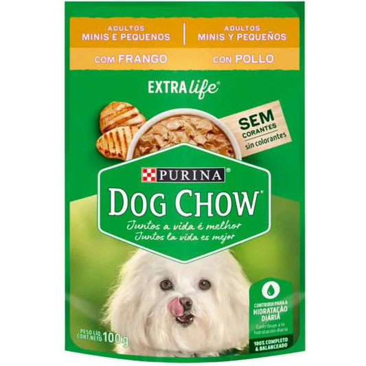 Ração Úmida Sachê Cão Adulto Raças Pequenas Dog Chow Sabor Frango E Arroz 100gr