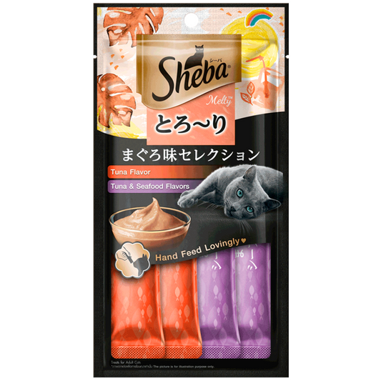 Petisco Cremoso Sheba Para Gatos Adultos Sabor Atum & Camarão 48gr