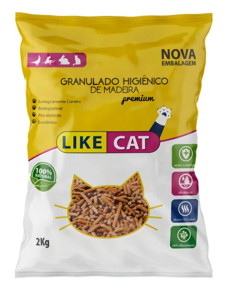 Areia Higiênica Granulado De Madeira Like Cat Premium 2kg