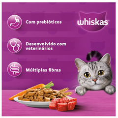 Ração Úmida Whiskas Sachê Sabor Carne Ao Molho Para Gatos Castrados 85gr