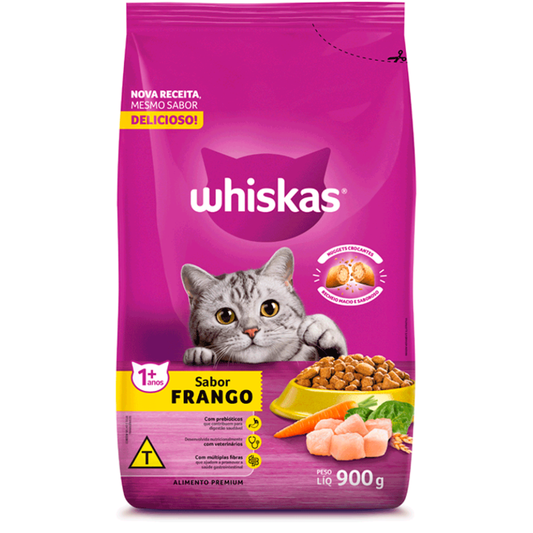 Ração Whiskas Para Gatos Adultos Sabor Frango 900gr