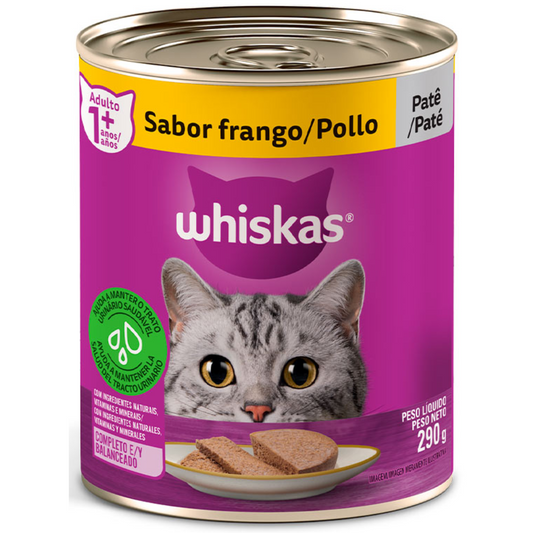 Ração Úmida Whiskas Lata Sabor Patê De Frango Para Gatos Adultos 290gr