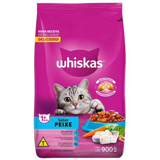 Ração Whiskas Para Gatos Adultos Sabor Peixe 900gr