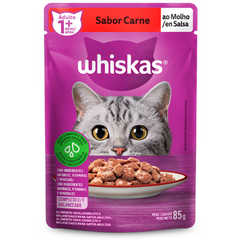 Ração Úmida Whiskas Sachê Sabor Carne Ao Molho Para Gatos Adultos 85gr