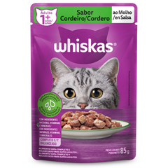 Ração Úmida Whiskas Sachê Sabor Cordeiro Ao Molho Para Gatos Adultos 85gr