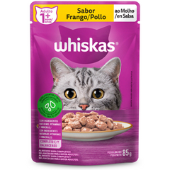 Ração Úmida Whiskas Sachê Sabor Frango Ao Molho Para Gatos Adultos 85gr