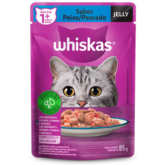 Ração Úmida Whiskas Sachê Sabor Peixe Jelly Para Gatos Adultos 85gr