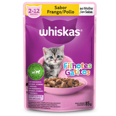 Ração Úmida Whiskas Sachê Sabor Frango Ao Molho Para Gatos Filhotes 85gr