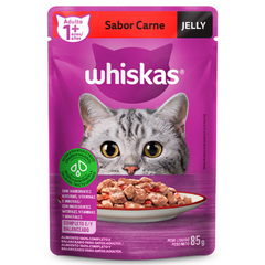 Ração Úmida Whiskas Sachê Sabor Carne Jelly Para Gatos Adultos 85gr