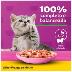 Ração Úmida Whiskas Sachê Sabor Frango Ao Molho Para Gatos Filhotes 85gr