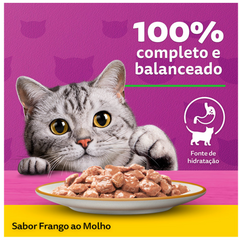 Ração Úmida Whiskas Sachê Sabor Frango Ao Molho Para Gatos Adultos 85gr