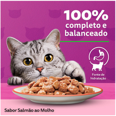 Ração Úmida Whiskas Sachê Sabor Salmão Ao Molho Para Gatos Adultos 85gr